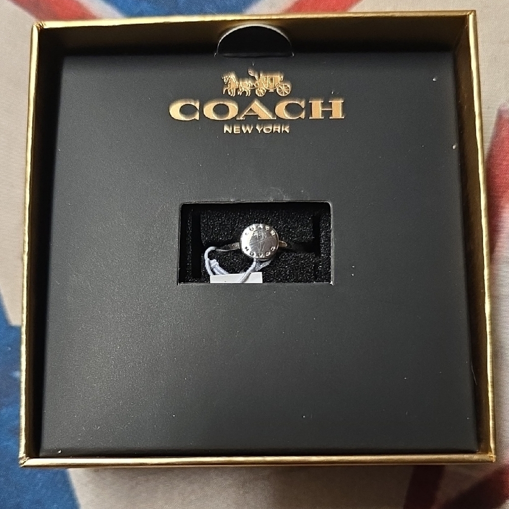 Coach Silver-Tone Logo Ring